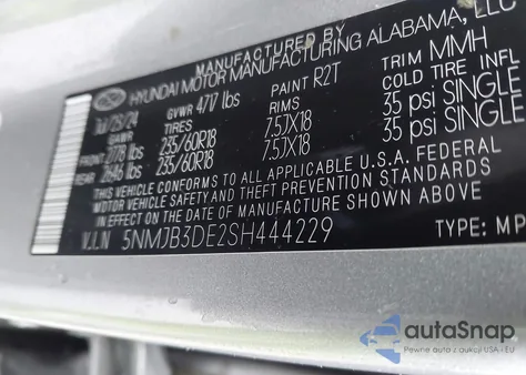 2025 Hyundai Tucson Sel z USA, uszkodzony, nr VIN 5NMJB3DE2SH444229